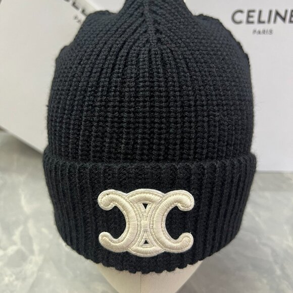CELINE Wool Beanie Arc de Triomphe Patch Beanie - Picture 6 of 9